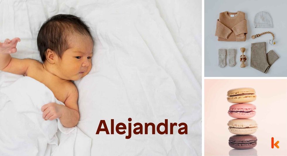 Baby name Alejandra - cute baby, macarons and clothes