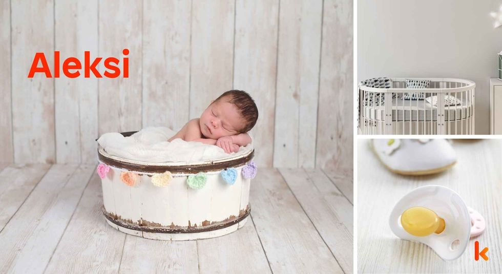 Baby name Aleksi - sleeping baby, crib and pacifier