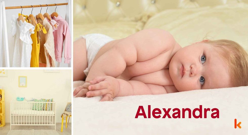 Baby name Alexandra - cute baby, clothes, crib, accessories and toys.