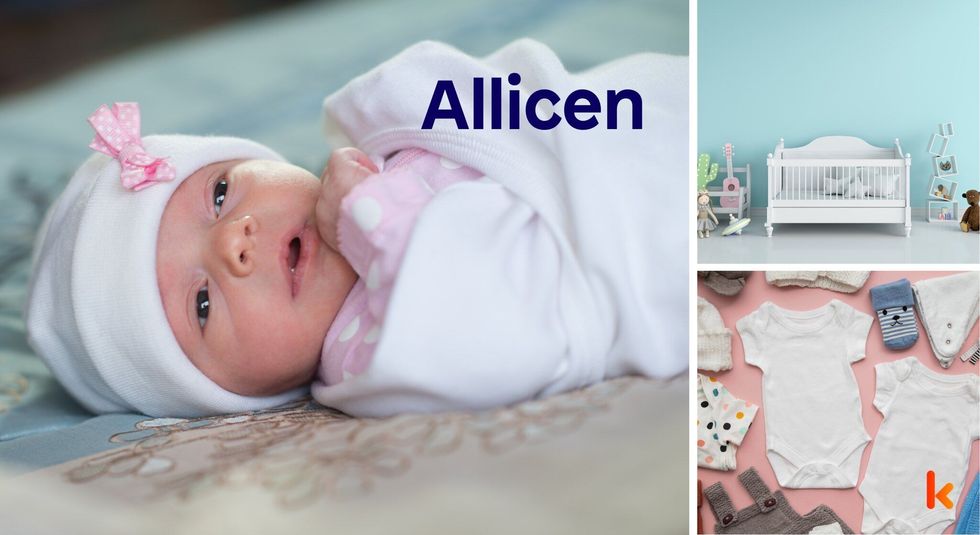 Baby name Allicen - cute baby, crib, toys, clothes, shoes