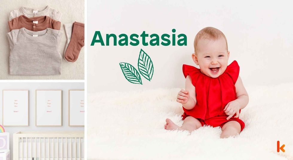 Baby name Anastasia - cute baby, clothes, crib, accessories and toys.