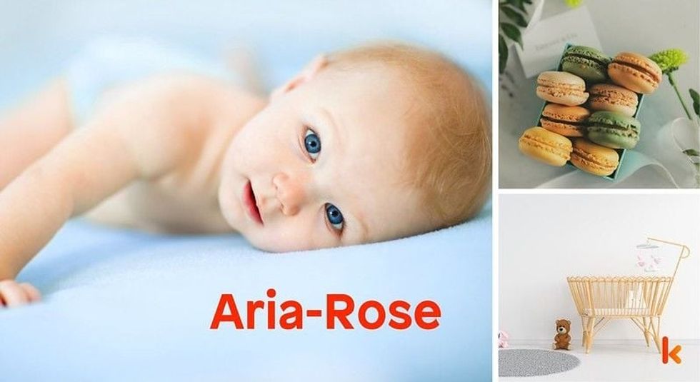 Baby name Aria-Rose - cute baby, macarons, crib
