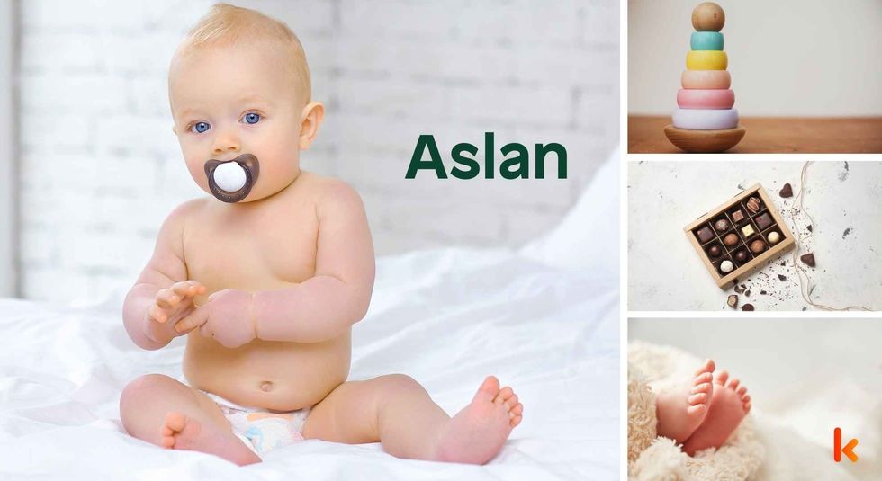 Baby name Aslan - Cute baby, chocolates, toys, baby feet.