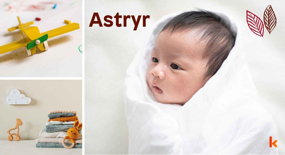 Baby Name Astryr - cute baby, flowers, shoes, macarons and toys.