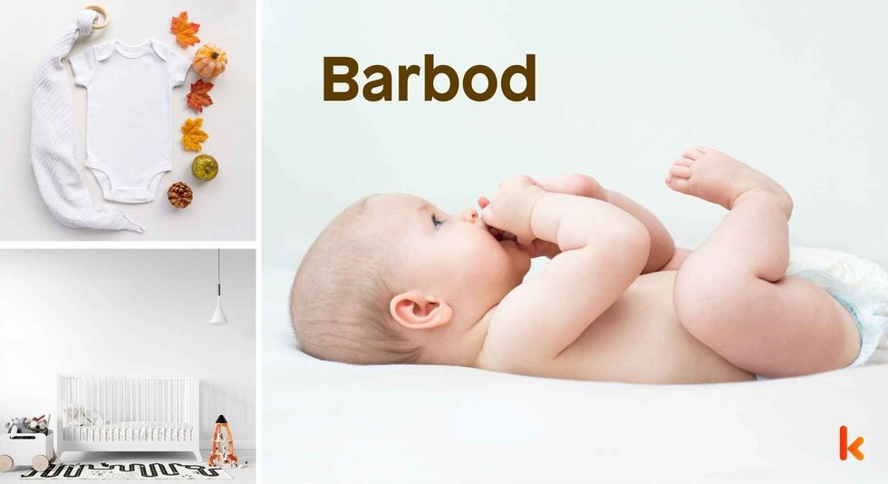 Baby name Barbod - cute baby, clothes, crib, accessories and toys.