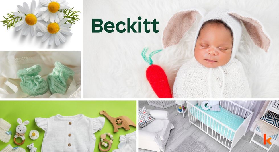 Baby Name Beckitt - cute baby, flowers, dress, shoes and toys.