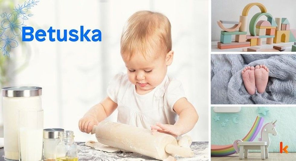 Baby name betuska - baby feet, unicorn & toys