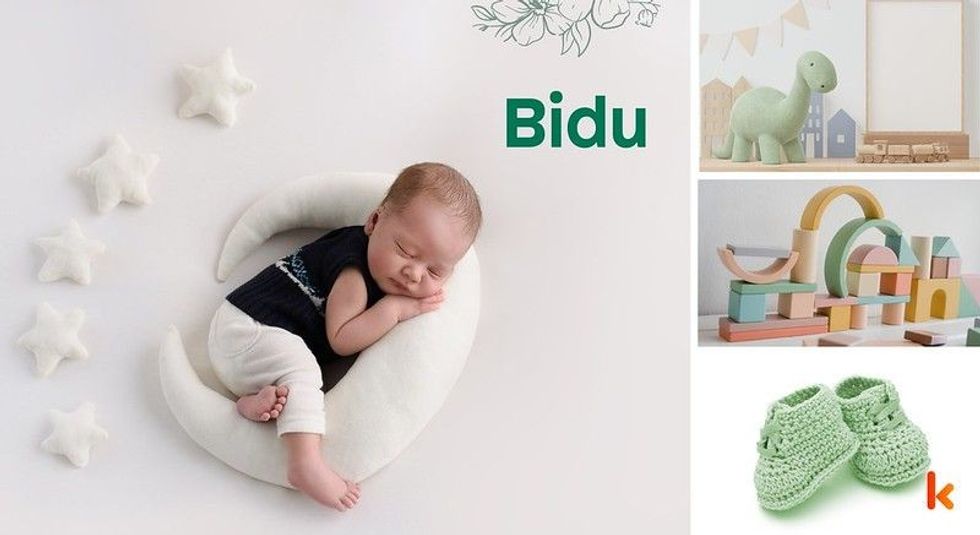 Baby Name Bidu - cute baby, moon pillow. 