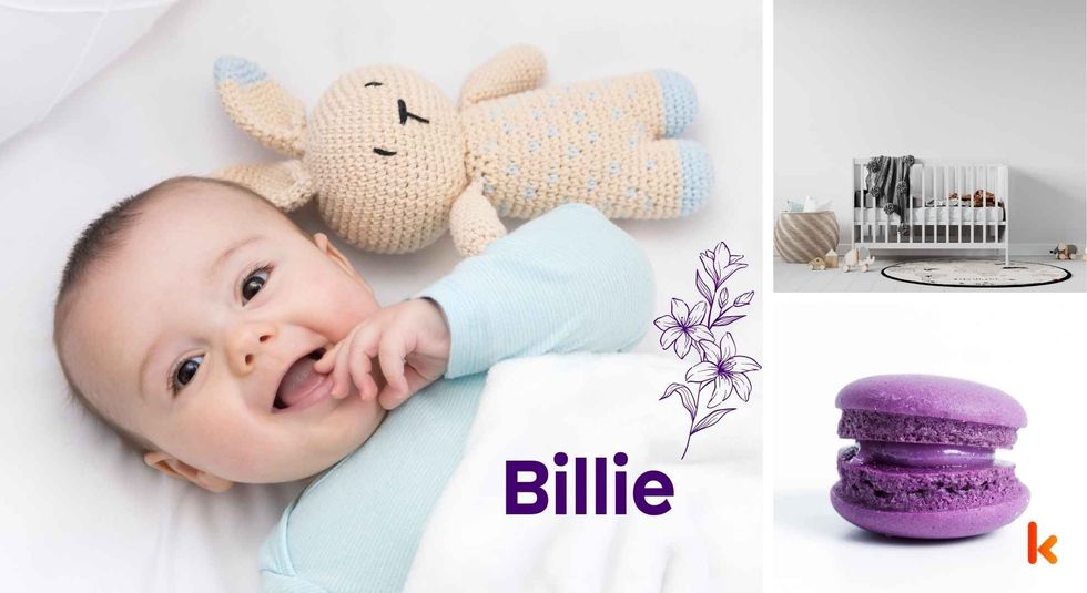 Baby name Billie - cute baby, macarons, crib