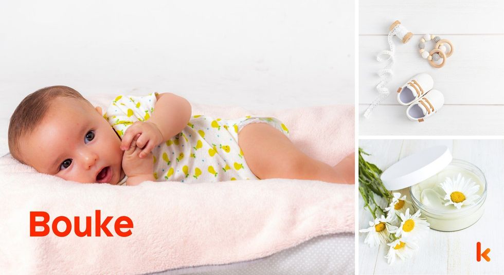 Baby name Bouke - cute baby, flowers, food, shoes