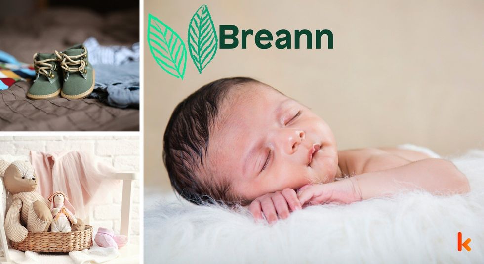 Baby Name Breann - cute baby, flowers, shoes and toys.