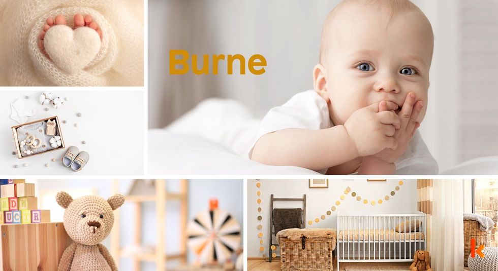 Baby Name Burne - cute baby, baby knitted toy.
