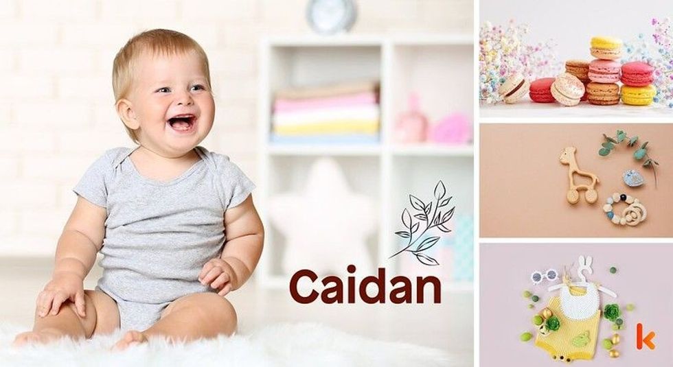 Baby name Caidan - cute baby, macarons, teether, clothes, toys