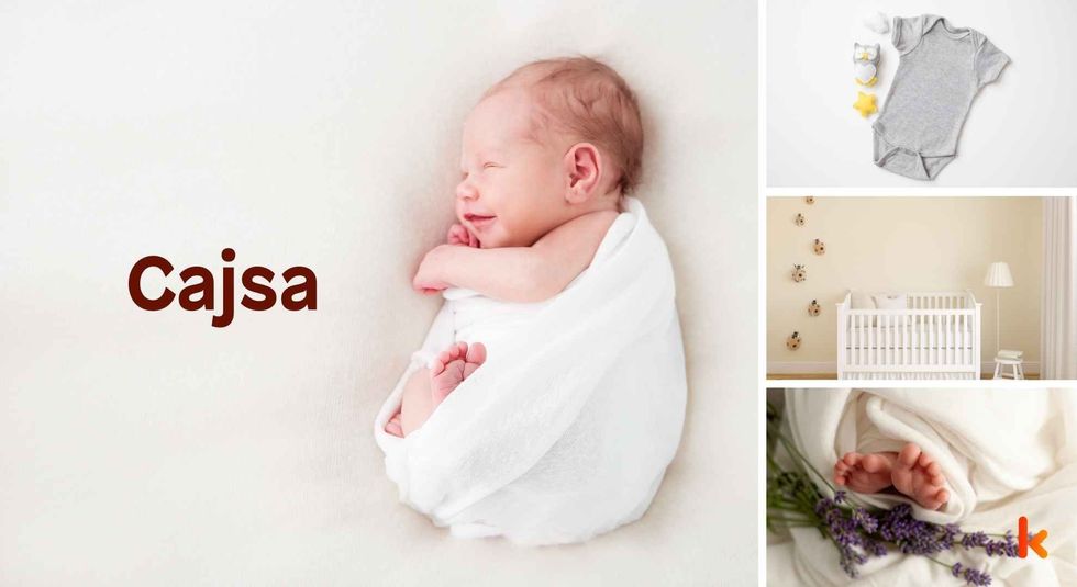 Baby name Cajsa - cute baby, baby crib, baby feet & baby clothes