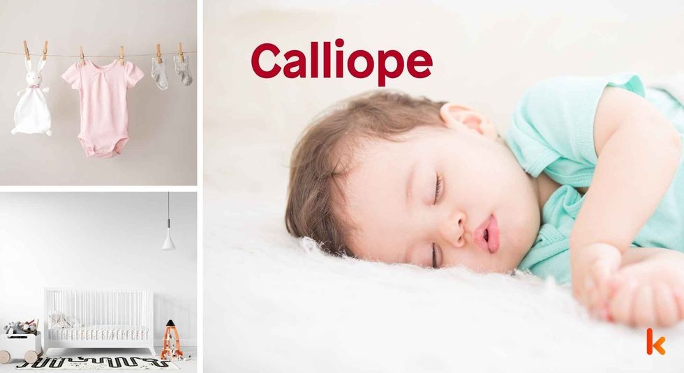 Baby name Calliope - cute baby, clothes, crib, accessories and toys.