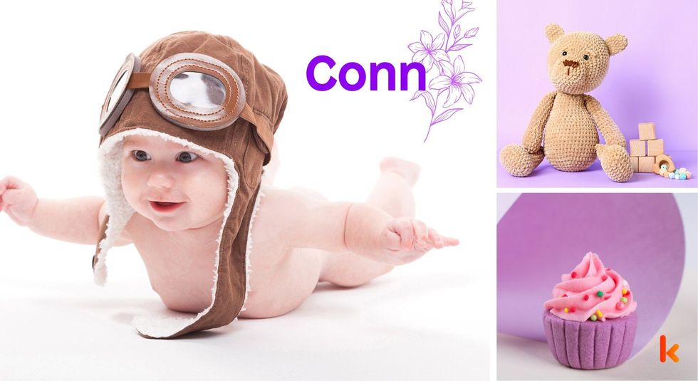 Baby name conn - pilot cap, cupcake, teddy