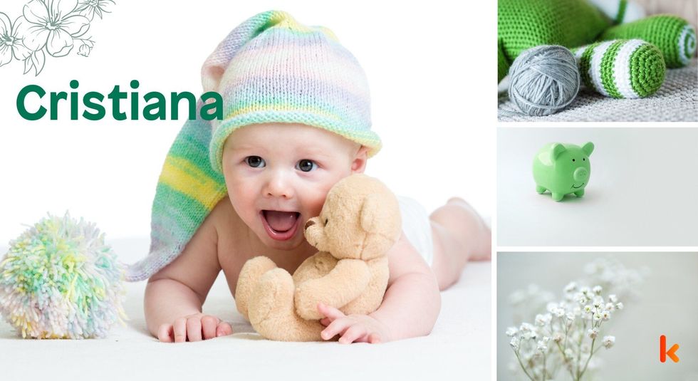 Baby Name Cristiana - cute baby, flower, crochet.