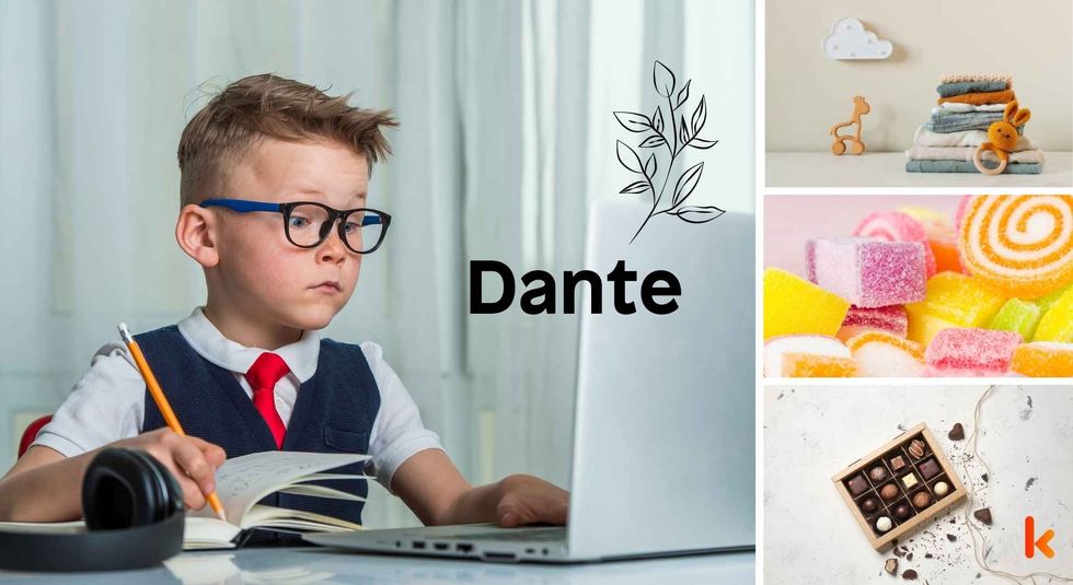 Baby name Dante - baby boy, candies, clothes, chocolates