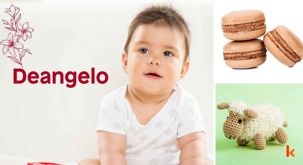 Baby name Deangelo - cute baby, macarons, crochet
