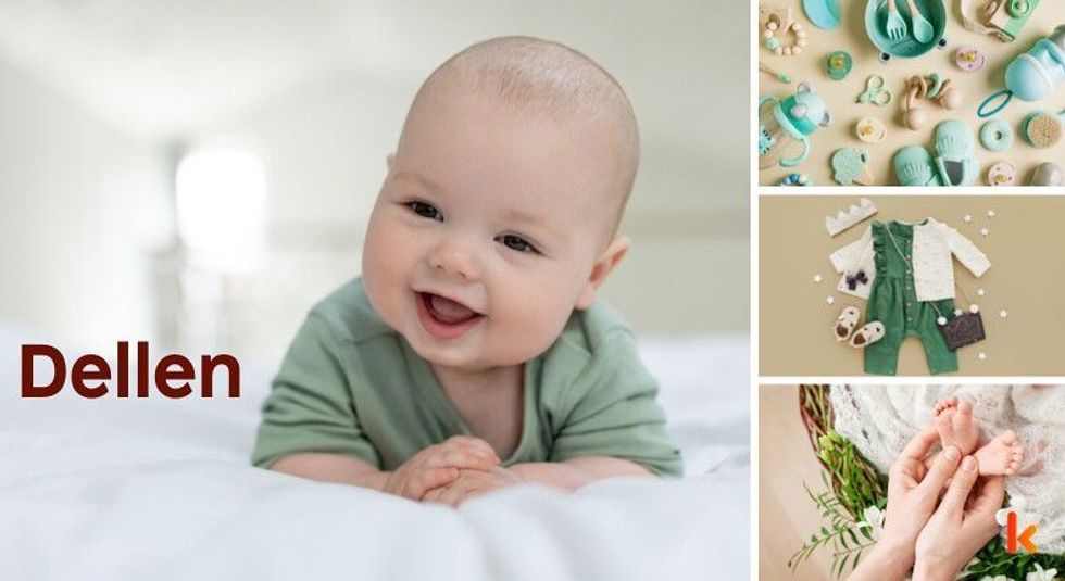 Baby name Dellen - cute baby, baby clothes, baby shoes, flowers & baby feet