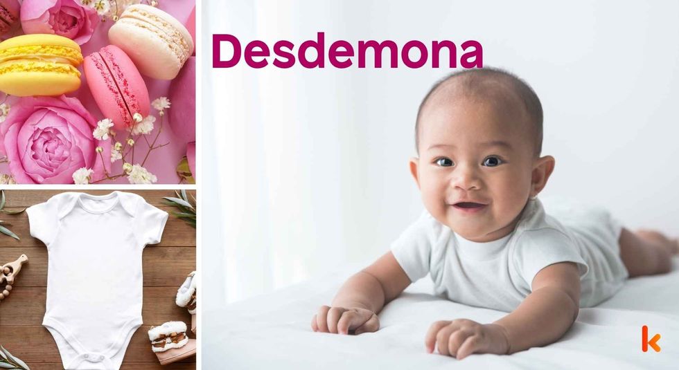 Baby name Desdemona - cute baby, macarons and clothes