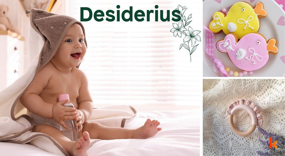 Baby name Desiderius - cute baby, cookies & teether.