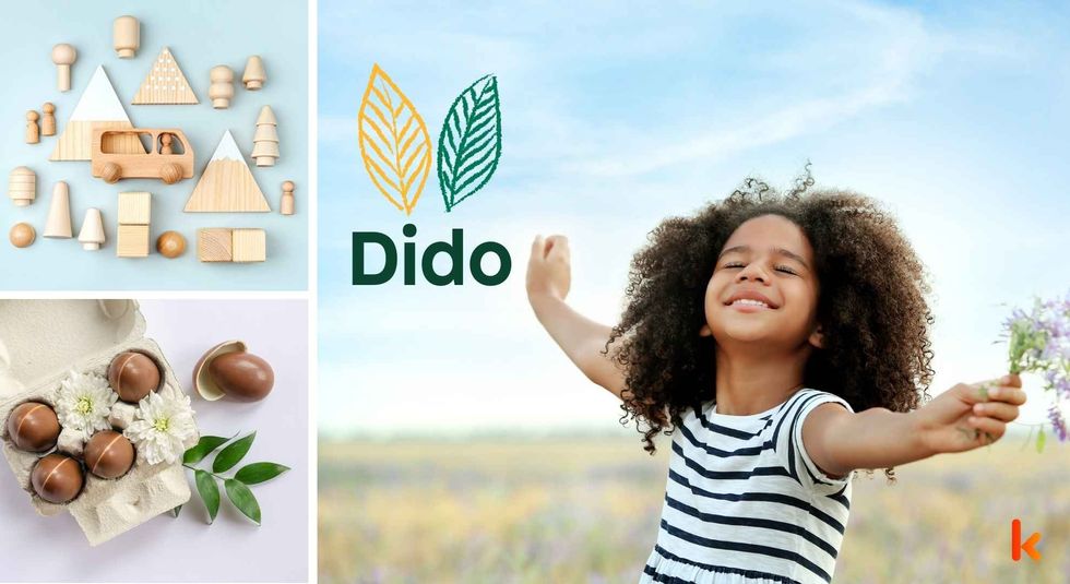 Baby name Dido - Cute girl, chocolate, flowers & toys.  