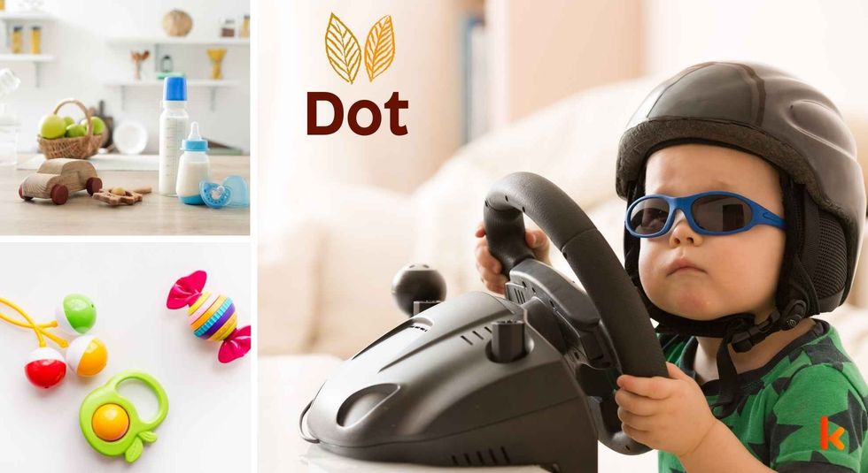 Baby name Dot - cute baby, wooden toys, milk bottle & teethers.