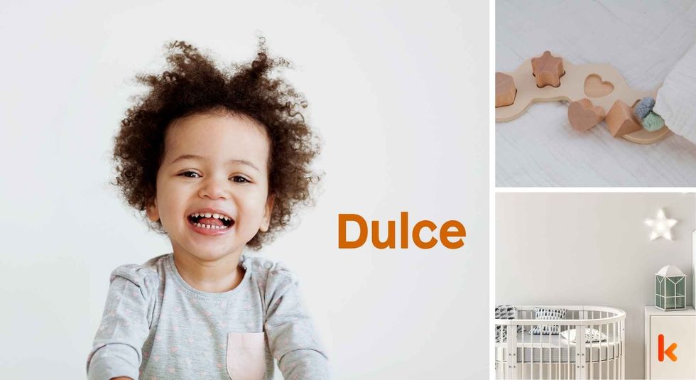 Baby name Dulce - cute baby, crib, toys
