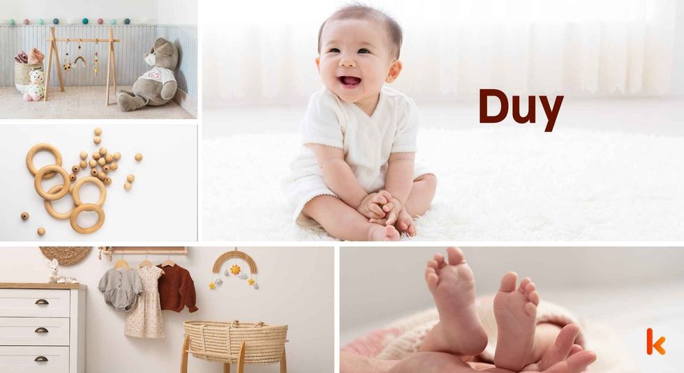 Baby name Duy - Cute baby, feet, cradle, teethers, room.