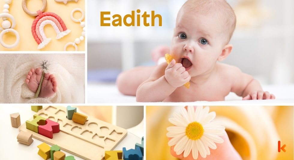 Baby name eadith - yellow flower, toys & cushion
