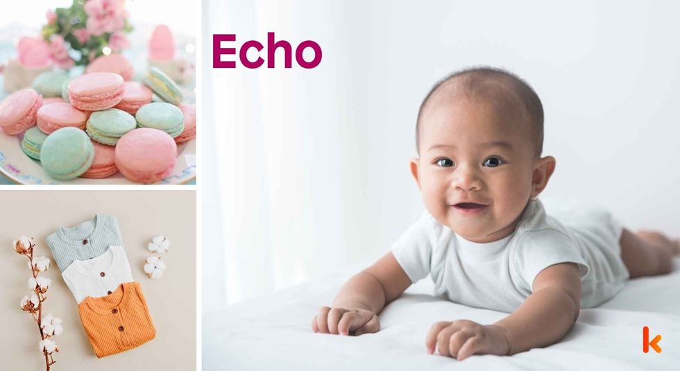 Baby name Echo - cute baby, macarons and clothes