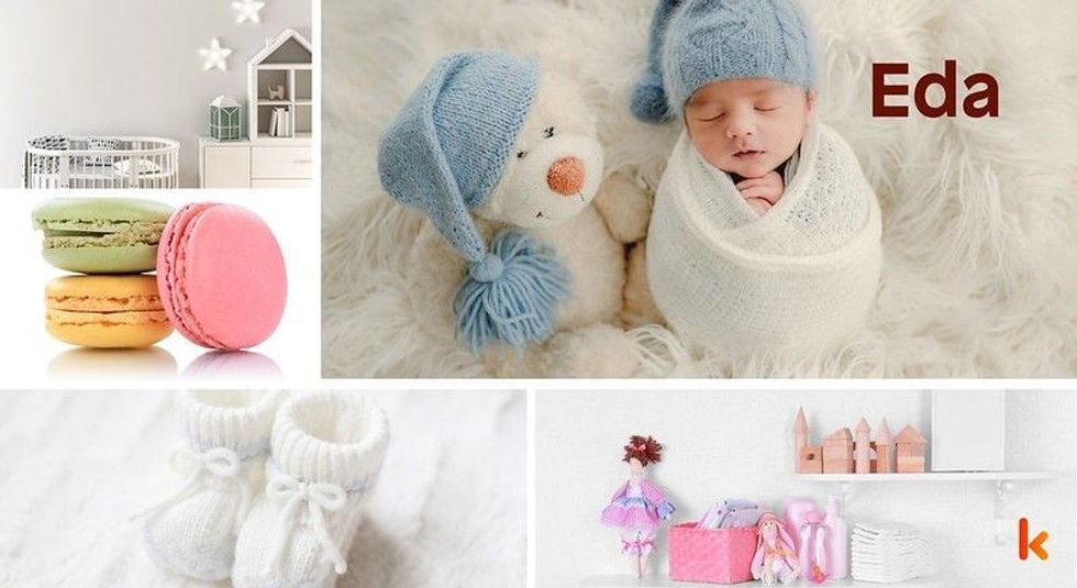Baby Name Eda- cute baby, crib, clothes, accessories, macarons