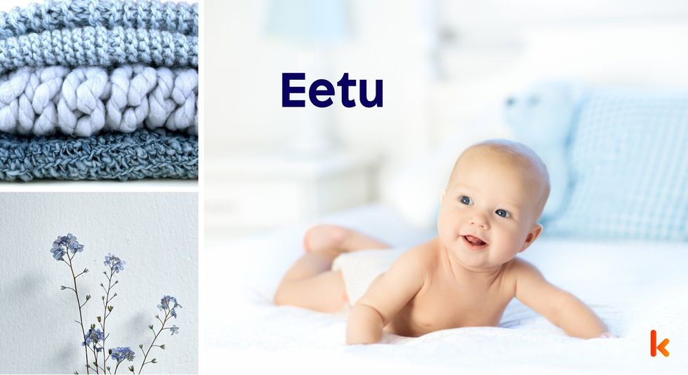 Baby Name Eetu - cute baby, ,blue knit.