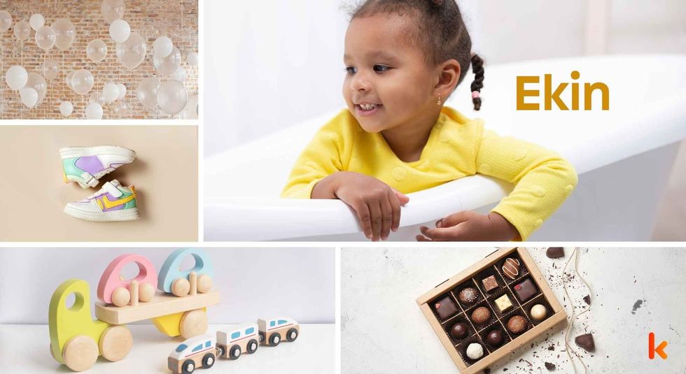 Baby name Ekin - Cute baby, toys, chocolates, shoes & balloons. 