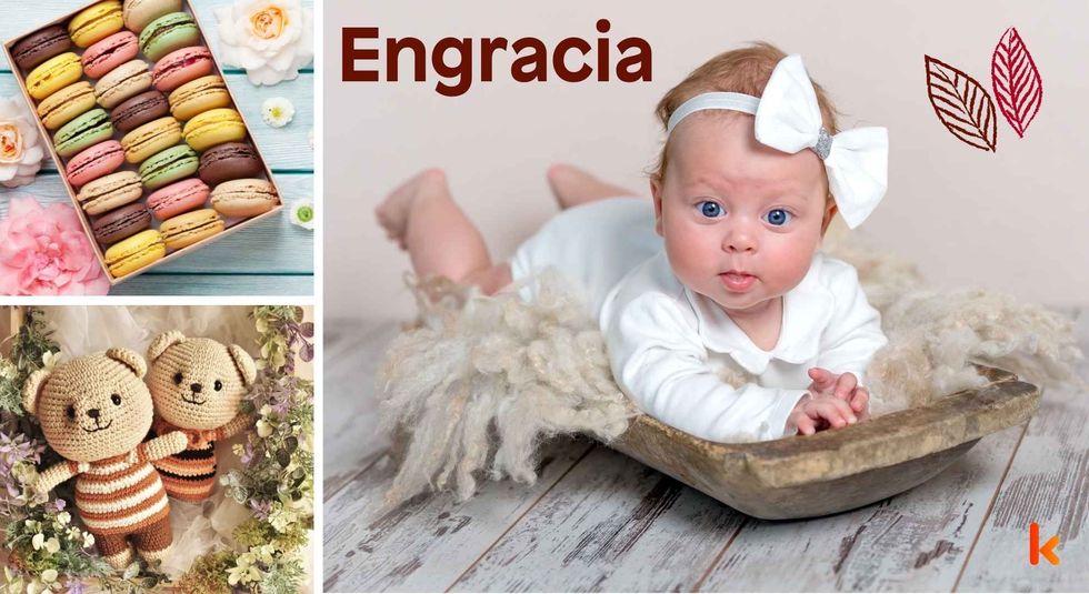 Baby name Engracia - cute baby, knitted crochet toys & macarons