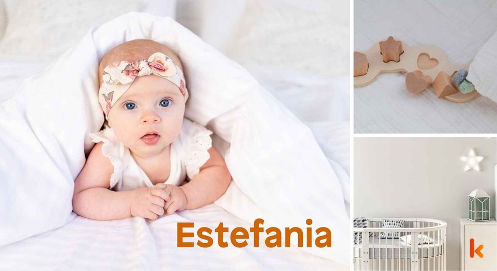Baby name Estefania - cute baby, crib, toys
