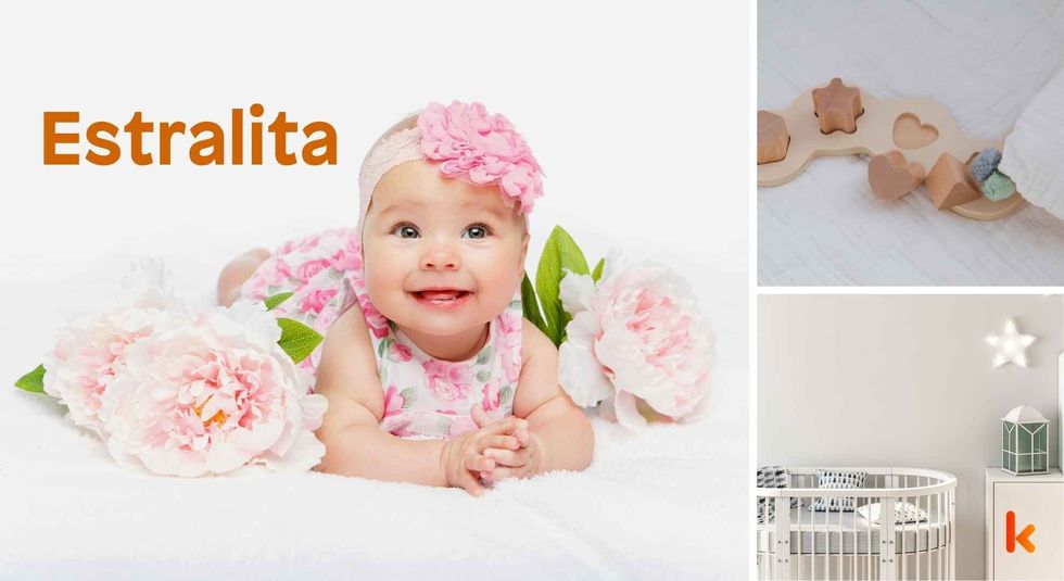 Baby name Estralita - cute baby, crib, toys