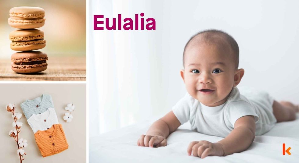 Baby name Eulalia - cute baby, macarons and clothes