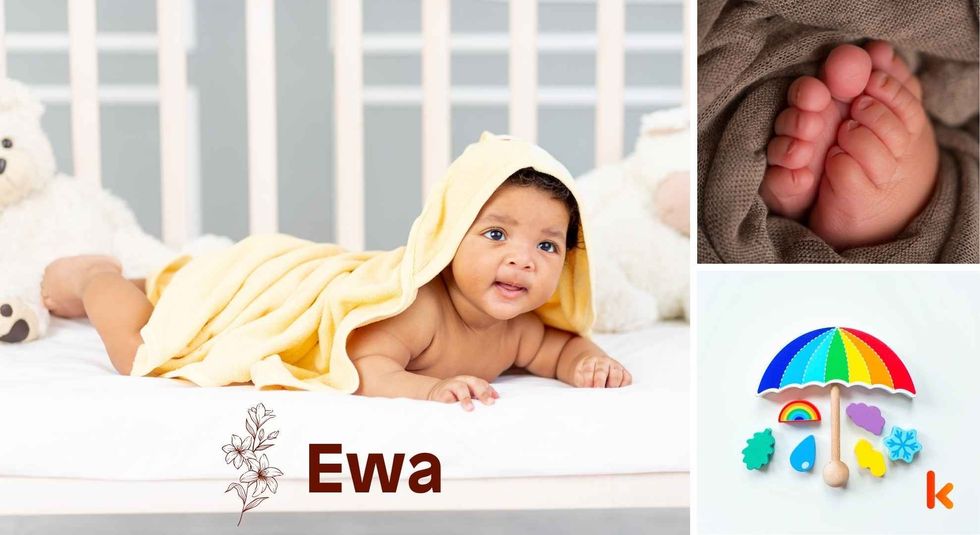 Baby name Ewa - cute baby, toys & feet.