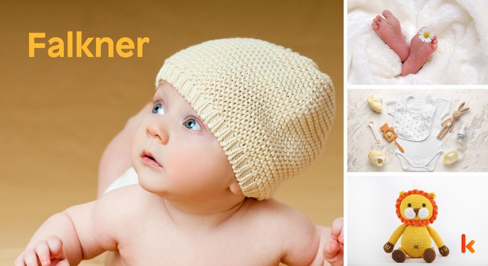 Baby name falkner - cute baby, clothes, flower & crochet toy.