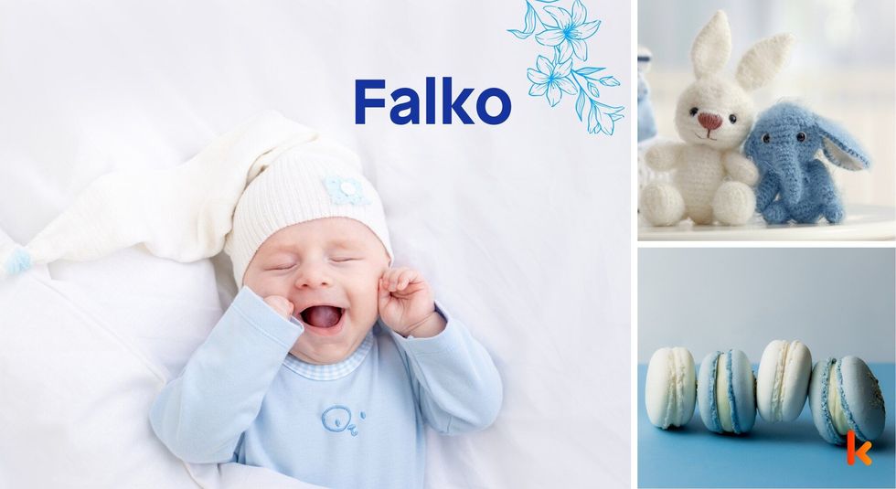 Baby name falko - cute baby, macarons & toys.