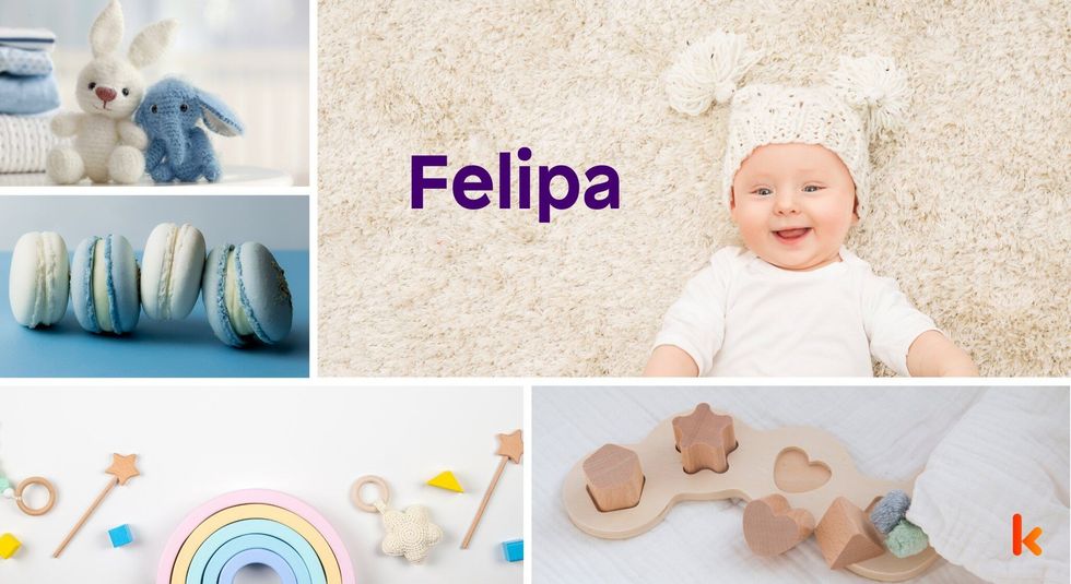 Baby name felipa - cute baby, macarons & toys.