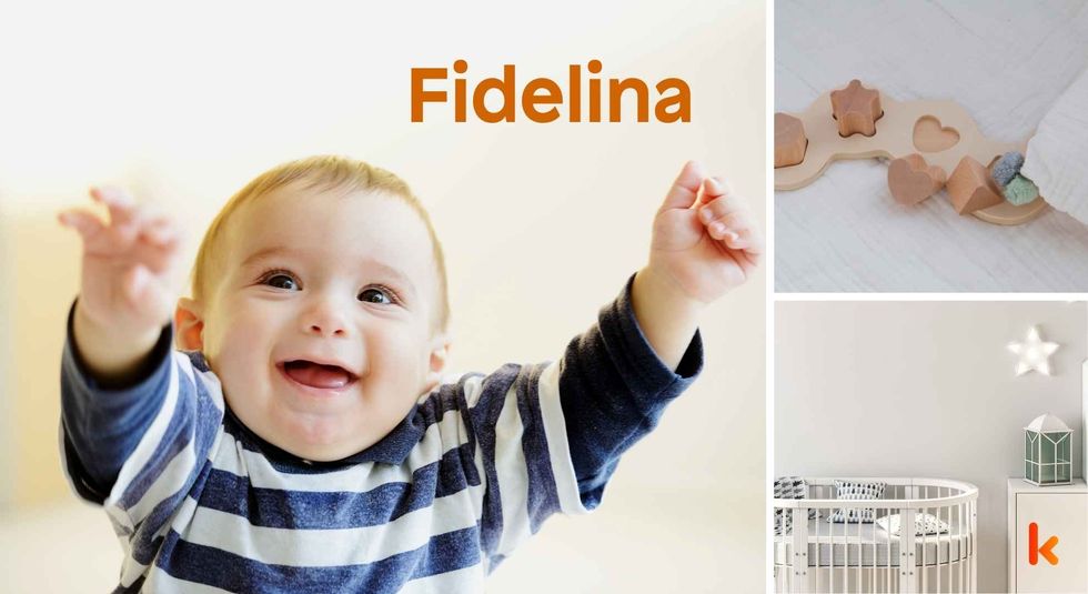 Baby name Fidelina - cute baby, crib, toys