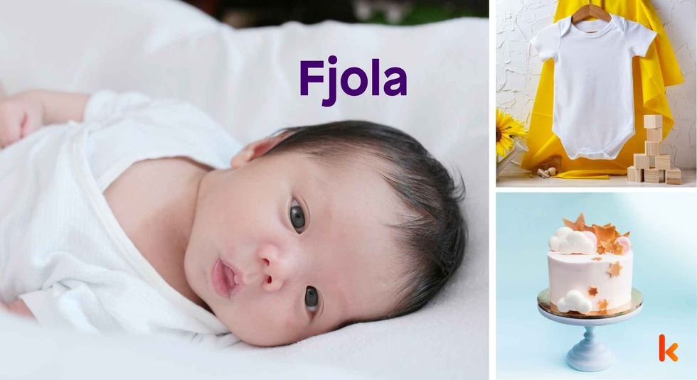 Baby name Fjola - cute baby, clothes, cake