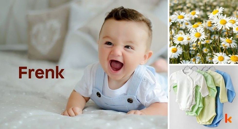 Baby name Frenk - cute baby, flowers, clothes