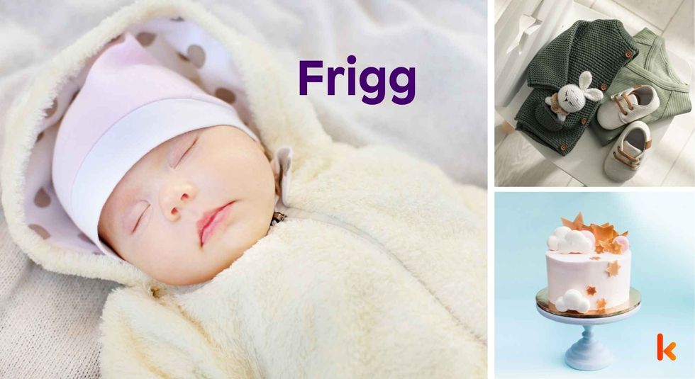 Baby name Frigg - cute baby, clothes, cake