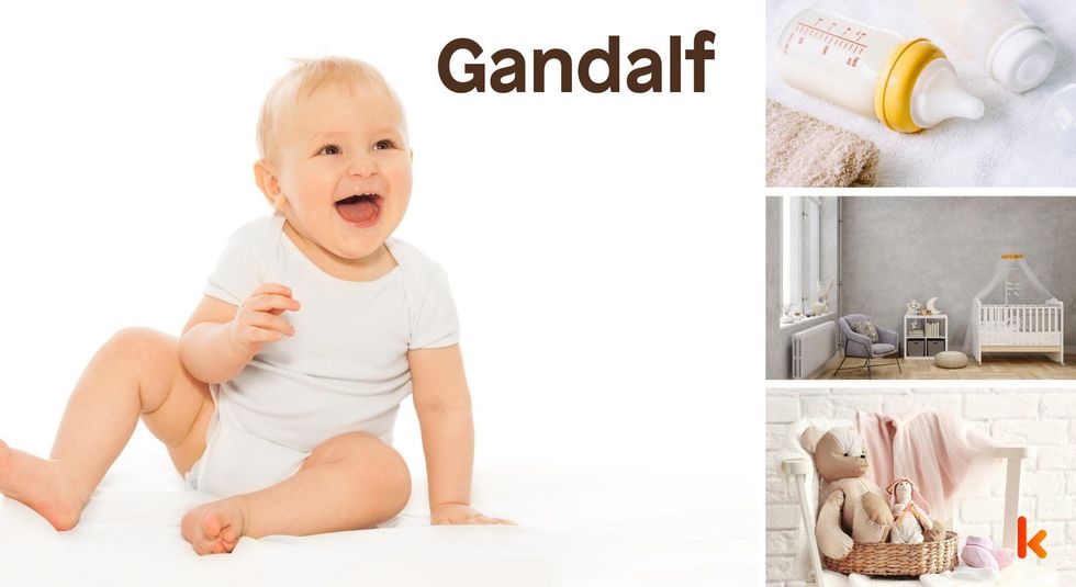 Baby Name Gandalf - cute baby, sipper, crib, toys.