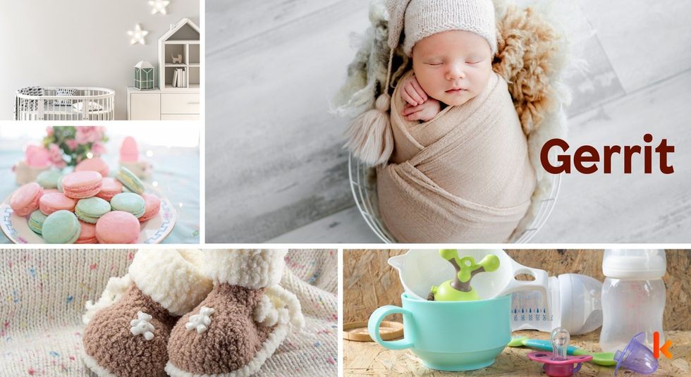 Baby Name Gerrit- cute baby, crib, clothes, accessories, macarons.