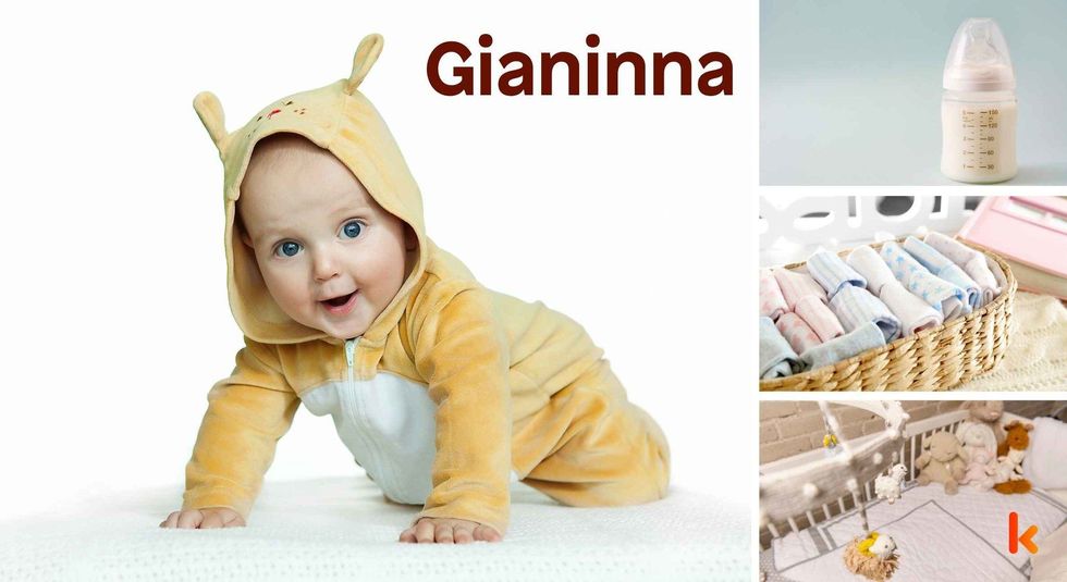 Baby Name Gianinna- cute baby, crib, sipper, clothes.